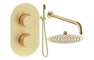 Aura Round Shower Valve & Kit Pack 4 - Brushed Brass